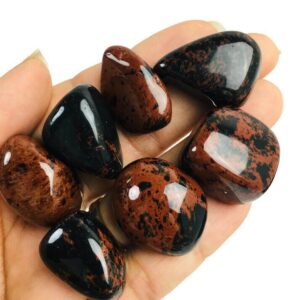 Polished Mahogany Obsidian Crystal: Red Black Tumbled Stone (20-30mm)