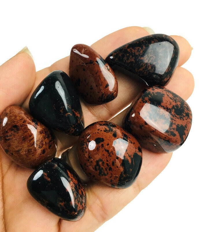 Polished Mahogany Obsidian Crystal: Red Black Tumbled Stone (20-30mm)