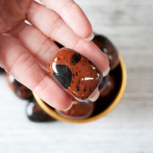 Mahogany Obsidian Stone, Large Grade A Tumbled Stone for Protection, Grounding