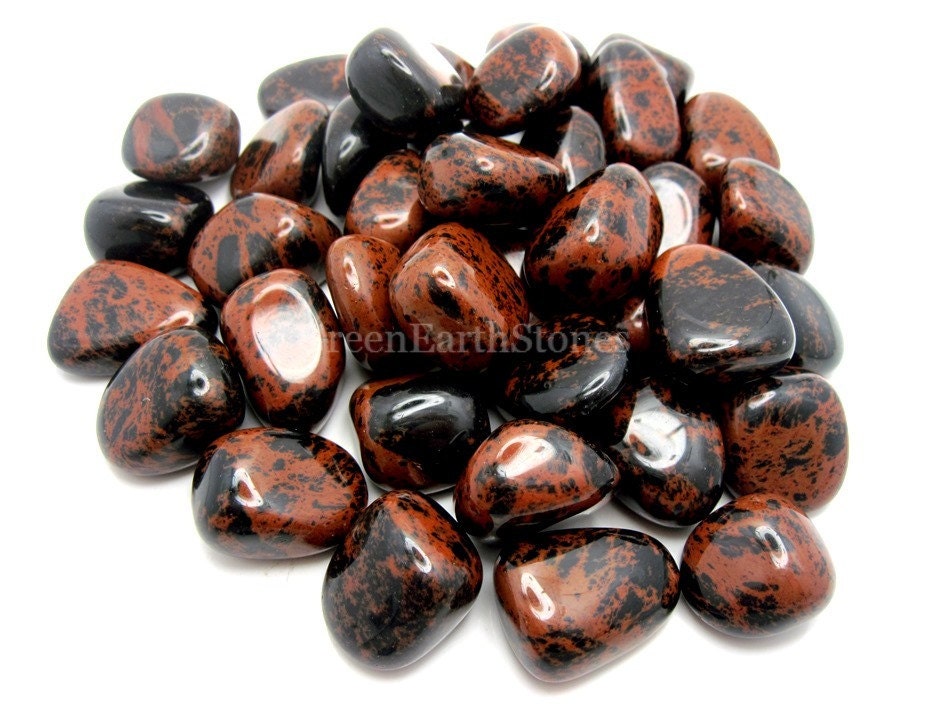 Mahogany Obsidian Tumbled Stone, One, Rock Hound, Crystal Healing, Pocket Stones, Wicca, Reiki, Gemstones