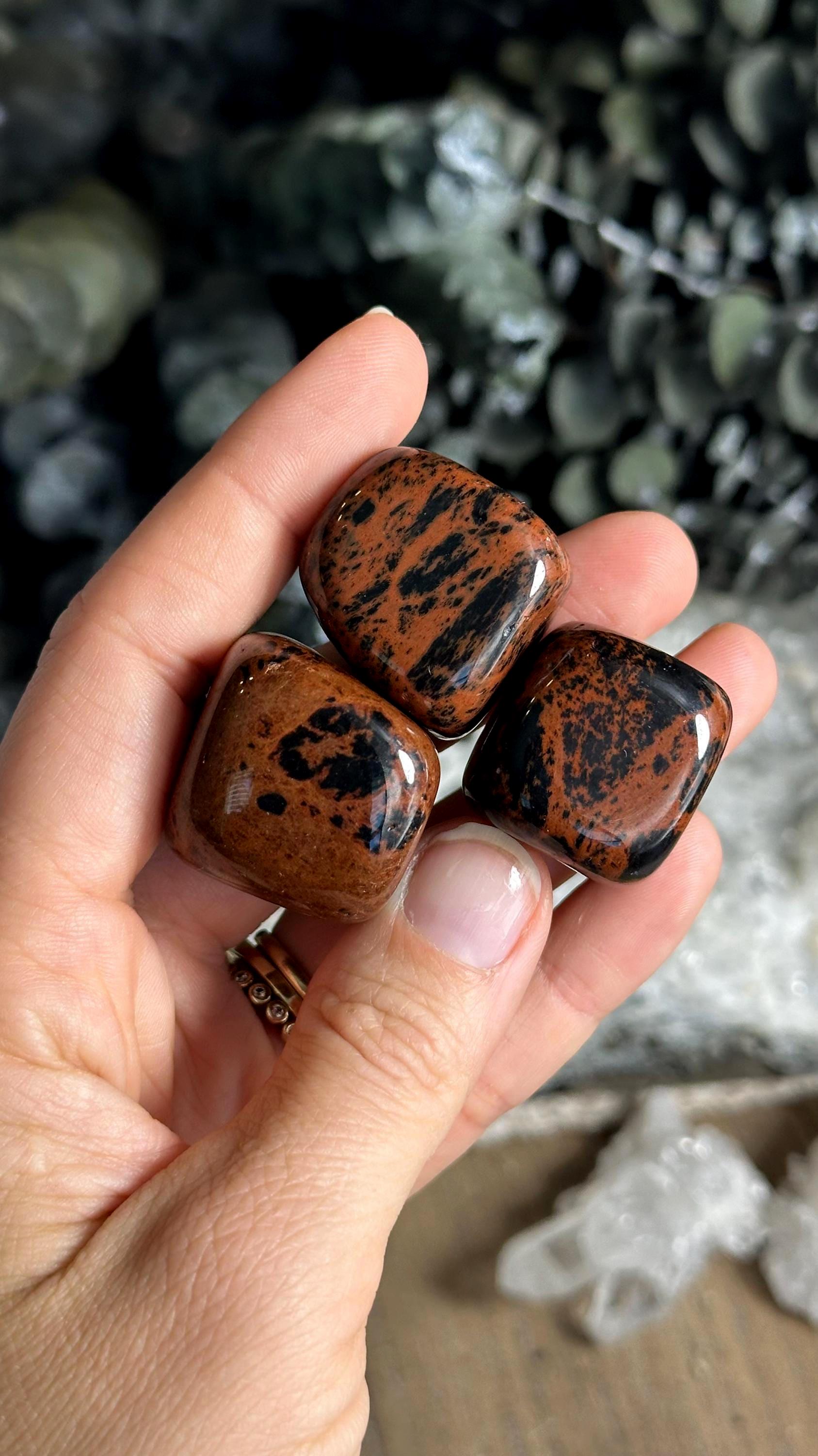 Tumbled Mahogany Obsidian Stone, Root Chakra