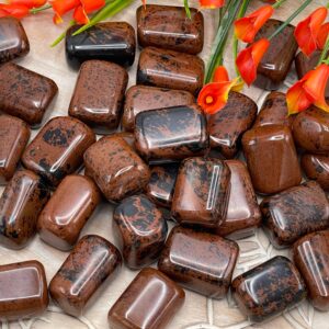 Mahogany Obsidian Tumbled Stones, Tumbled Mahogany Obsidian Crystal, Polished Pocket Stone
