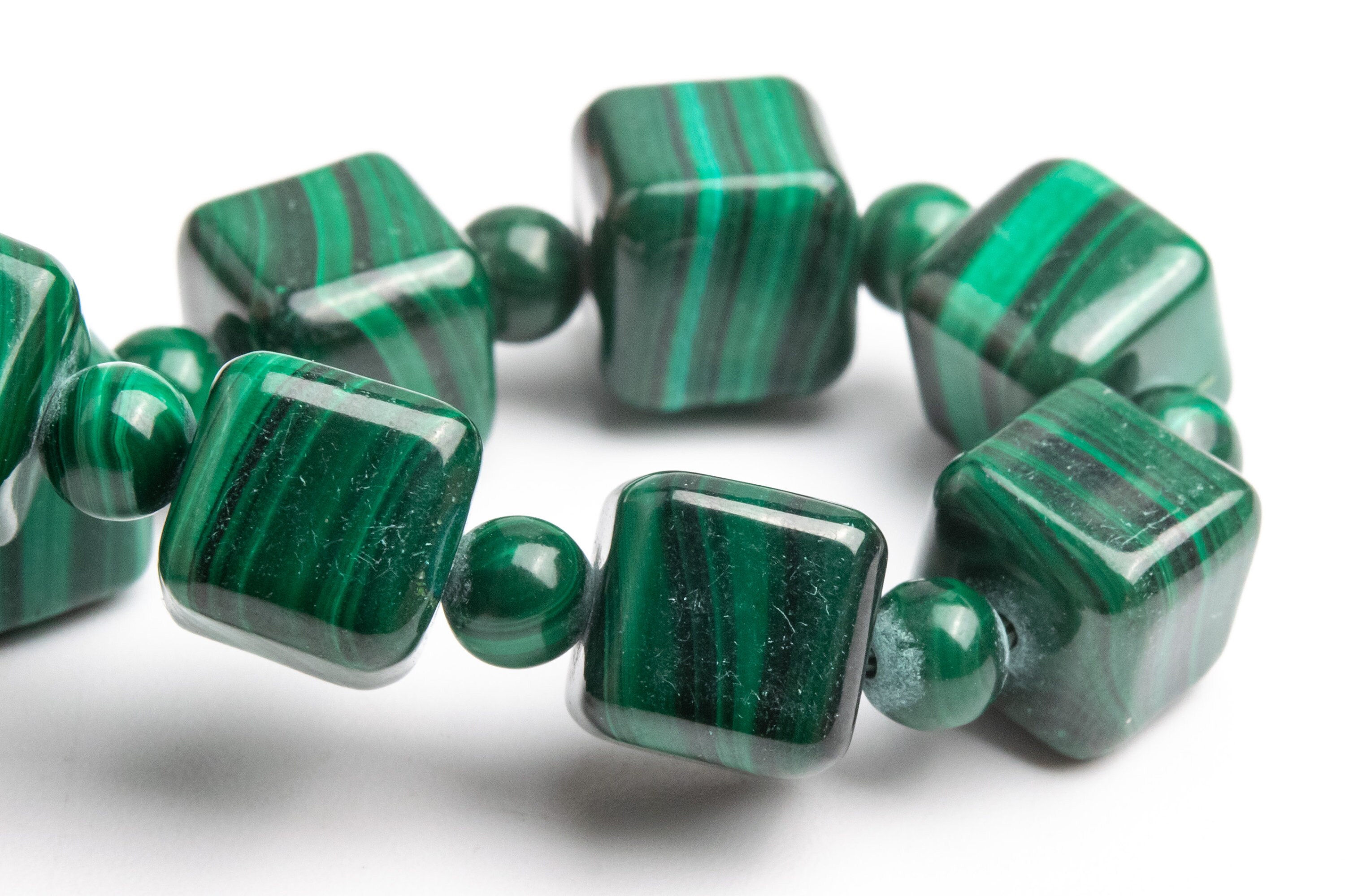 10mm Malachite Beads Deep Green Bracelet Grade Aaa Genuine Natural Beveled Edge Faceted Cube Gemstone 7" (121733h-1550)