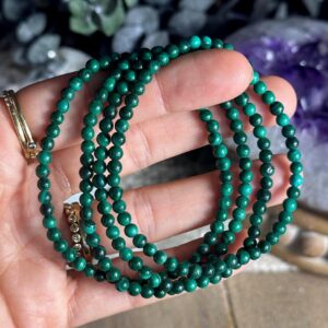 4mm Genuine Malachite Beaded Bracelet, Bead Bracelet, The Real Deal 4mm Genuine Malachite Beaded Bracelet, Bead Bracelet, The Real Deal