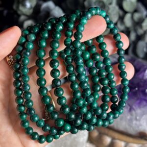 5mm One Genuine Malachite Beaded Bracelet, Bead Bracelet, The Real Deal 5mm One Genuine Malachite Beaded Bracelet, Bead Bracelet, The Real Deal