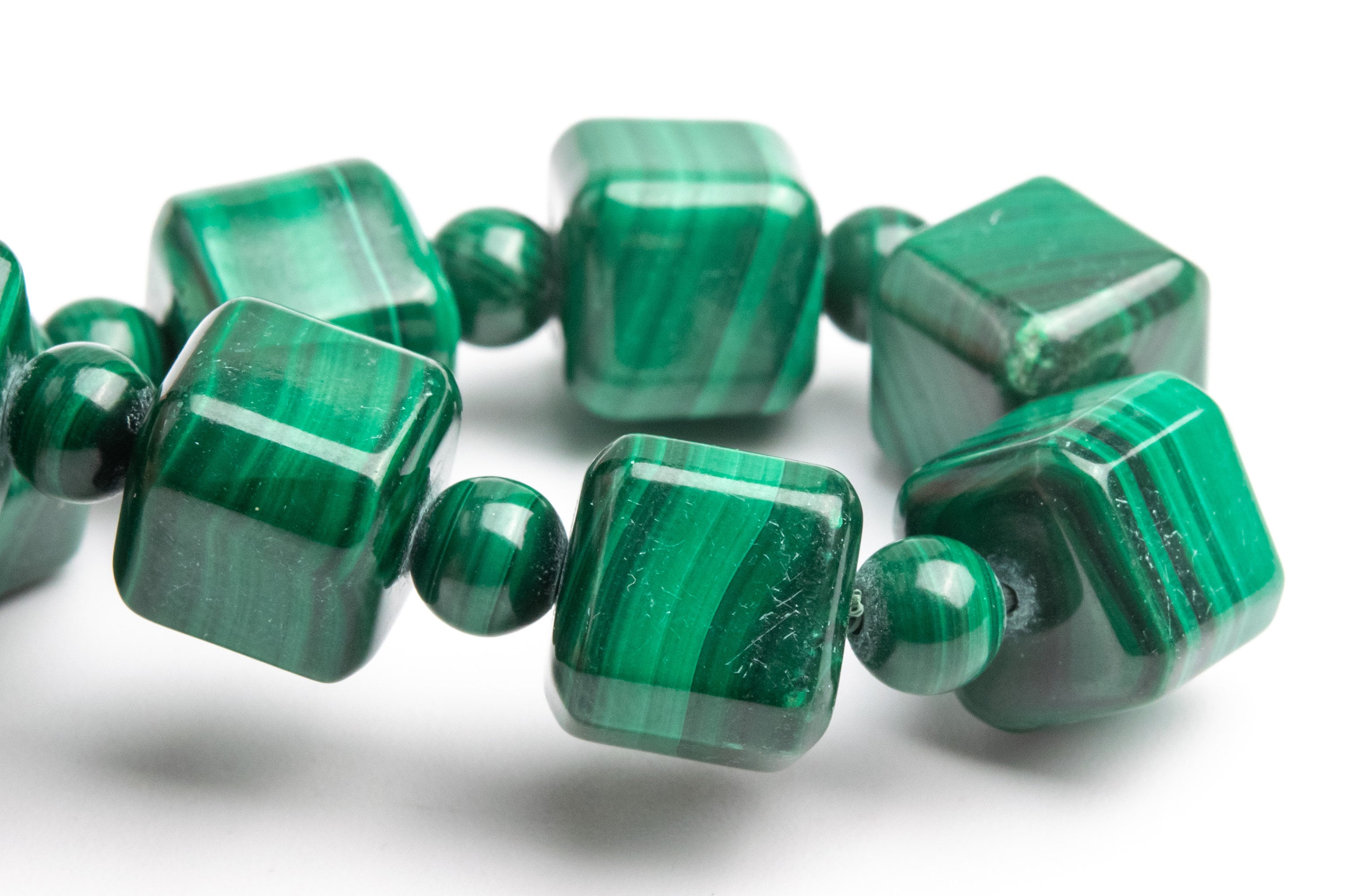9-10mm Malachite Beads Deep Green Bracelet Grade Aaa Genuine Natural Beveled Edge Faceted Cube Gemstone 7" (121729h-1549)