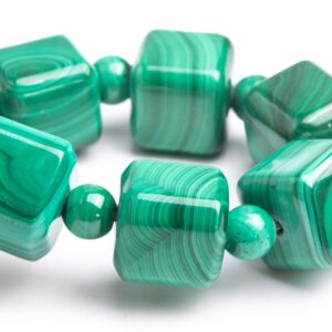 9-10MM Malachite Beads Green Bracelet Grade AAA Genuine Natural Beveled Edge Faceted Cube Gemstone 7" (121728h-1549) 9-10MM Malachite Beads Green Bracelet Grade AAA Genuine Natural Beveled Edge Faceted Cube Gemstone 7" (121728h-1549)