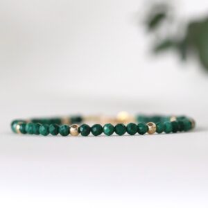 Aaa+ Malachite Bracelet With 14k Gold Filled, Green Crystal Bracelet 3mm, Delicate Gemstone Bracelet, Woman Bracelets, Gift For Her