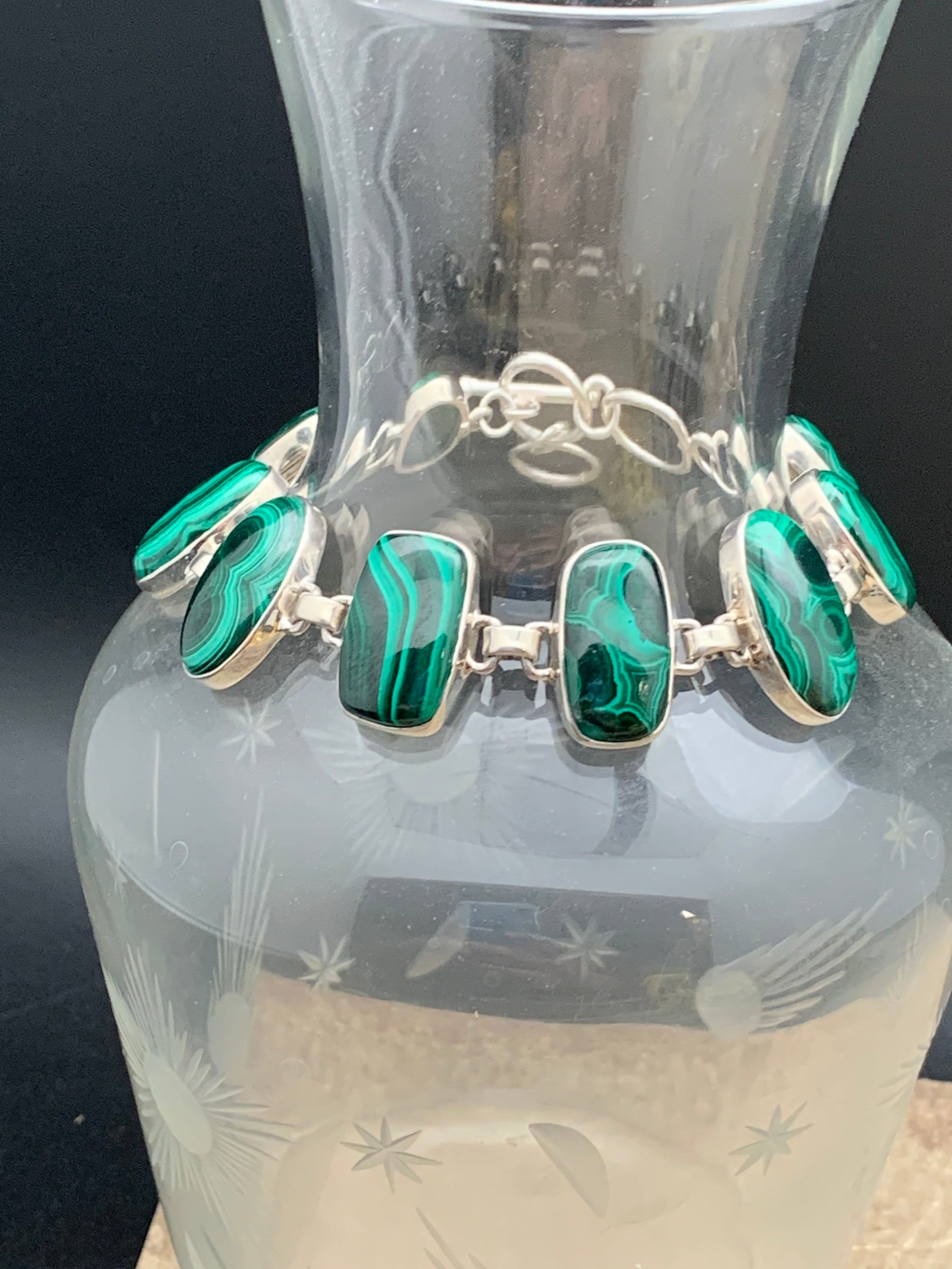 Adjustable Malachite Tennis Bracelet