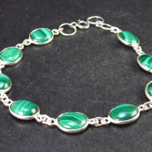 Beautiful Malachite Silver Bracelet - 7.5" - 7.8 Grams Beautiful Malachite Silver Bracelet - 7.5" - 7.8 Grams