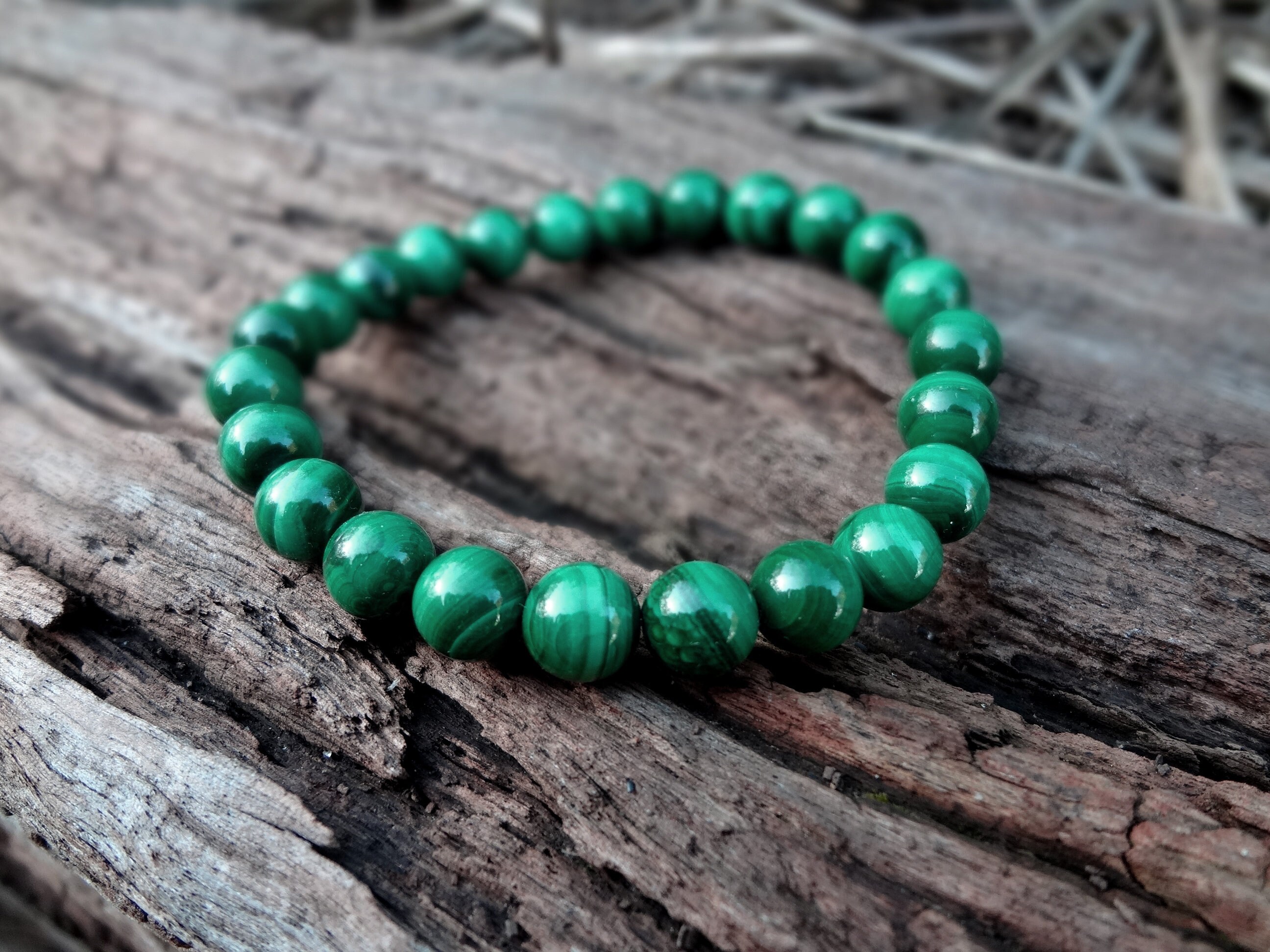 Malachite Bracelet. Boho Style Forest Green Malachite Gemstone Bracelet Handmade In Australia By Miss Leroy.