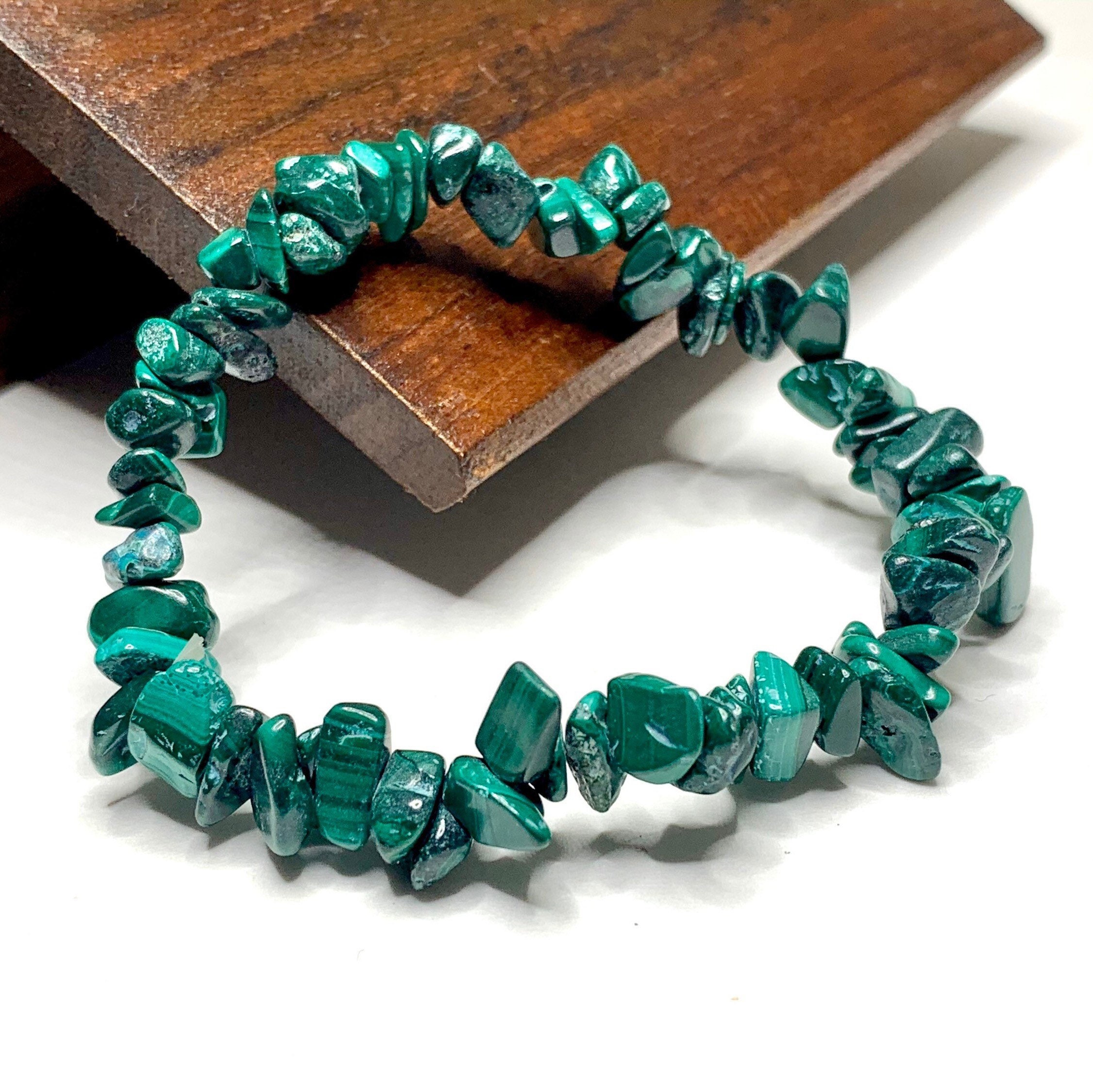 Malachite Crystal Chip Bracelet: Gemstone Beaded Stretch Jewelry Malachite Crystal Chip Bracelet: Gemstone Beaded Stretch Jewelry
