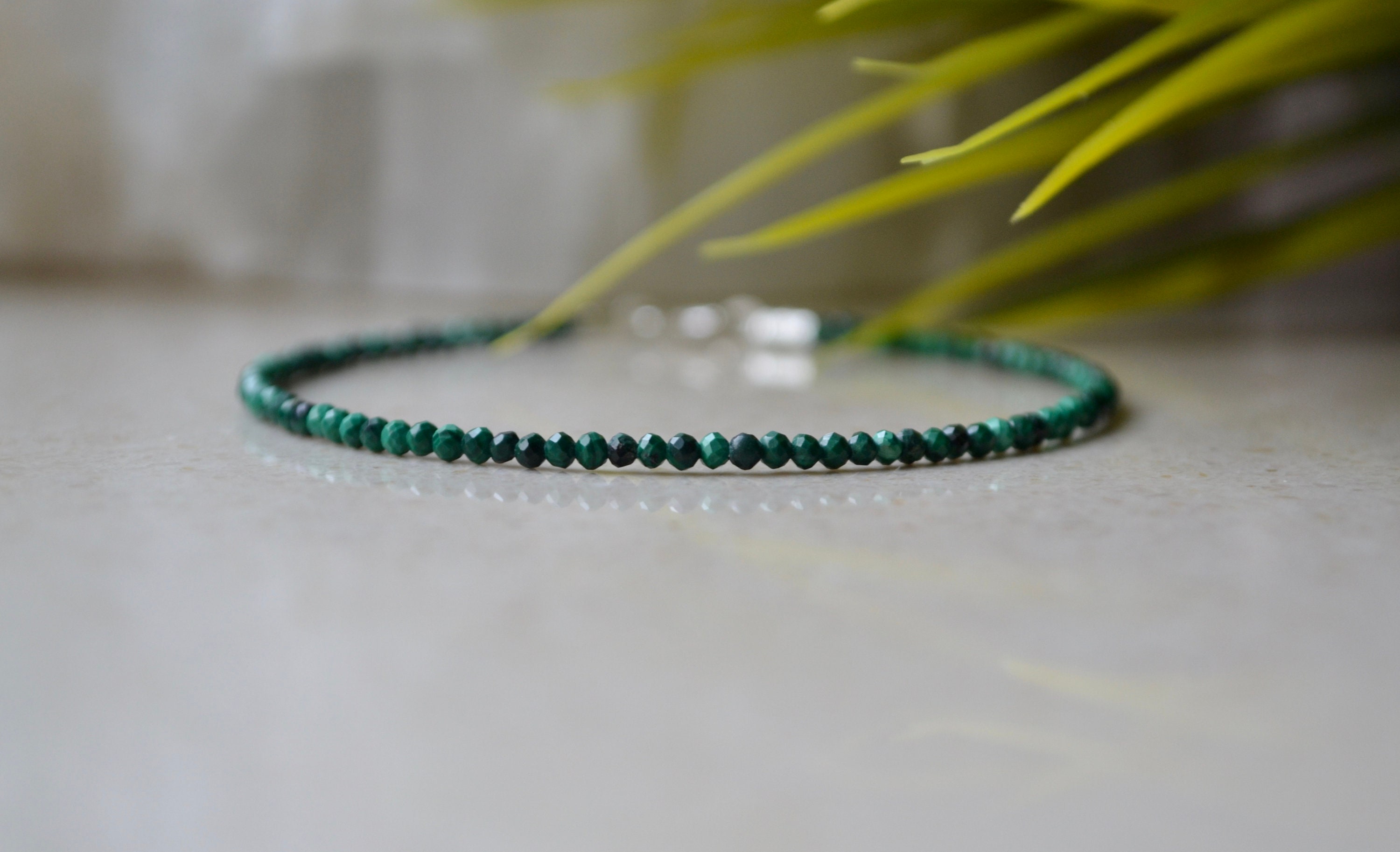 Malachite Bracelet - Bracelet Femme, Green Crystal Bracelet 2mm, Ultra Skinny Gemstone Bracelet, Woman Bracelets, Gift For Her Malachite Bracelet - Bracelet Femme, Green Crystal Bracelet 2mm, Ultra Skinny Gemstone Bracelet, Woman Bracelets, Gift For Her