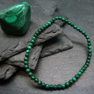 Malachite Genuine Bracelet ~ 7 Inches ~ 4mm Round Beads Malachite Genuine Bracelet ~ 7 Inches ~ 4mm Round Beads