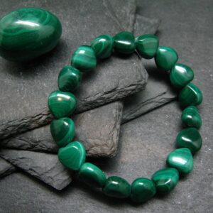 Malachite Genuine Bracelet ~ 7 Inches ~ 10mm Heart Beads Malachite Genuine Bracelet ~ 7 Inches ~ 10mm Heart Beads