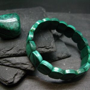 Malachite Genuine Bracelet ~ 7 Inches ~ 14mm Oval Beads Malachite Genuine Bracelet ~ 7 Inches ~ 14mm Oval Beads