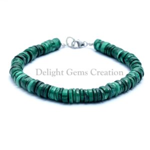 Green Malachite Beaded Bracelet, Tyre Disc, 5-5.5mm Green Malachite Beaded Bracelet, Tyre Disc, 5-5.5mm