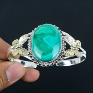 Handmade Malachite Bangle: Sterling Silver Butterfly Cuff Bracelet Handmade Malachite Bangle: Sterling Silver Butterfly Cuff Bracelet
