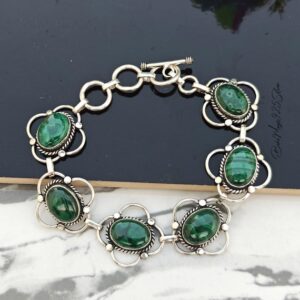 Handmade Malachite Gemstone Bracelet: 925 Sterling Silver Jewelry Handmade Malachite Gemstone Bracelet: 925 Sterling Silver Jewelry
