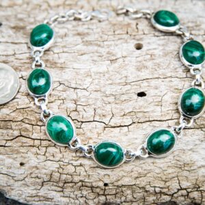 High Contrast Green Malachite Bracelet - 925 Sterling Silver High Contrast Green Malachite Bracelet - 925 Sterling Silver