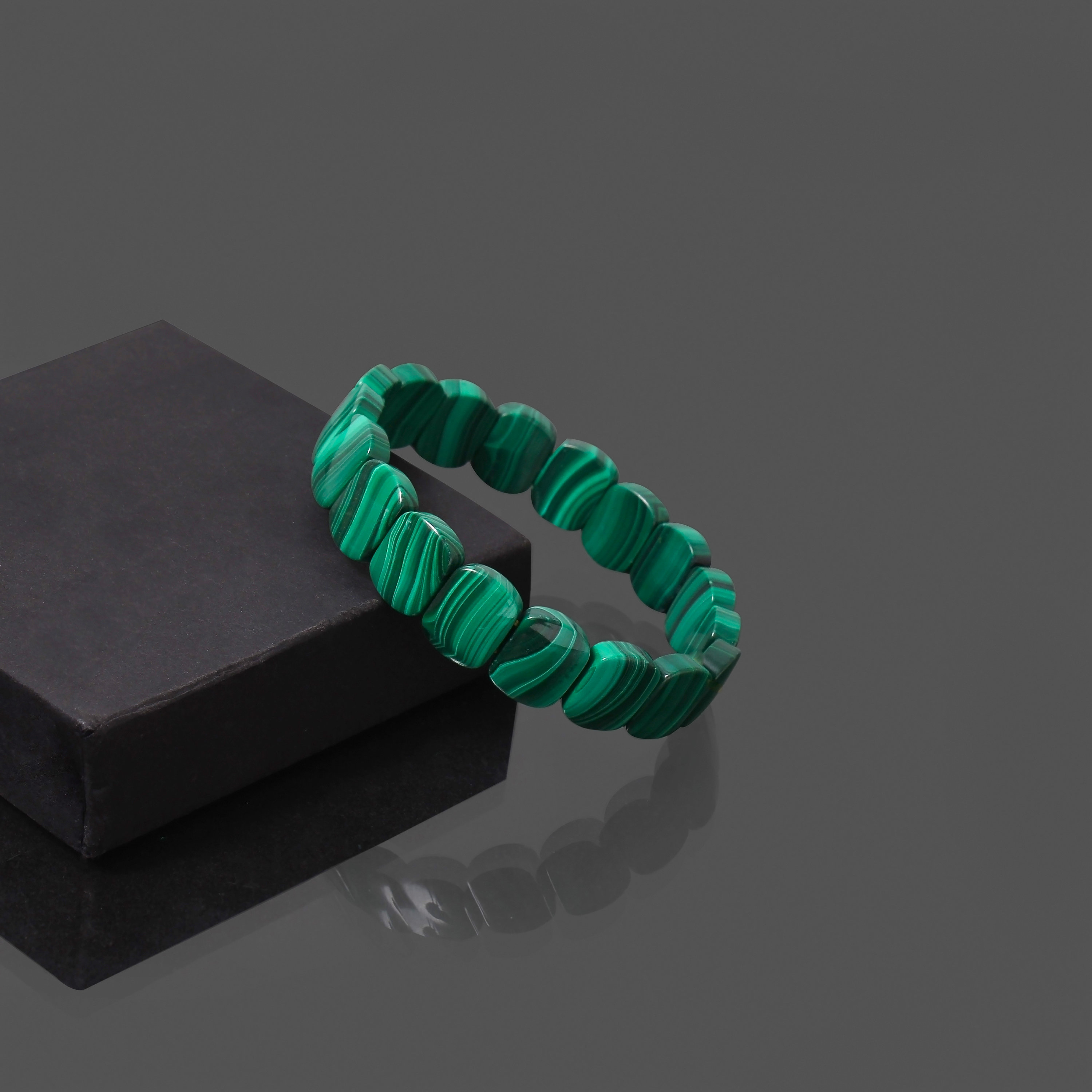 Natural Malachite Gemstone Stretch Bracelet, 11x14 Mm Green Malachite Beaded Bracelet, Stretchable Bracelet, Birthday Gift, Anniversary Gift