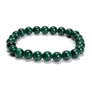 Natural Malachite Smooth Round Beaded Bracelet 8mm 7.5'' Length Sold By Piece Natural Malachite Smooth Round Beaded Bracelet 8mm 7.5'' Length Sold By Piece