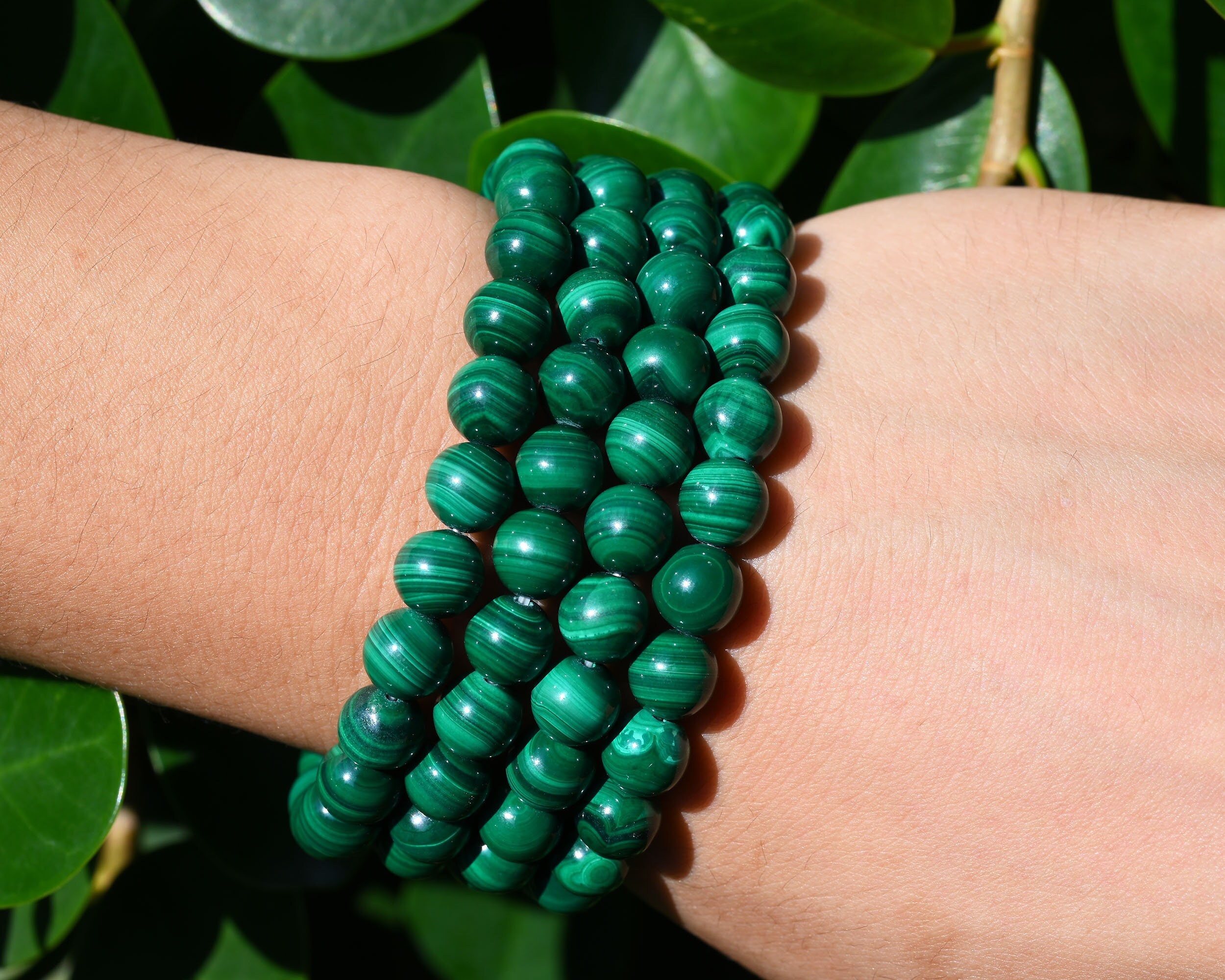 Natural Malachite Stretchy Bracelet,handmade Women/men Bracelet,gemstone Round Bracelet,for Gift Bracelet,healing Round Bracelet.