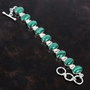 Malachite & Sterling Silver Bracelet: Adjustable Gemstone Jewelry Malachite & Sterling Silver Bracelet: Adjustable Gemstone Jewelry
