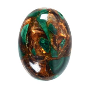 30mm Copper foil malachite oval flatback cab cabochon (Read description about this material)
