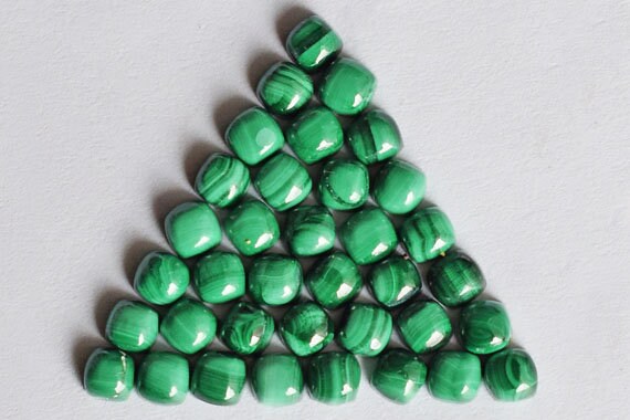 Natural Malachite Cushion Shape Cabochon Flat Back Polished Calibrated Wholesale Gemstone For Jewelry Making All Sizes Available