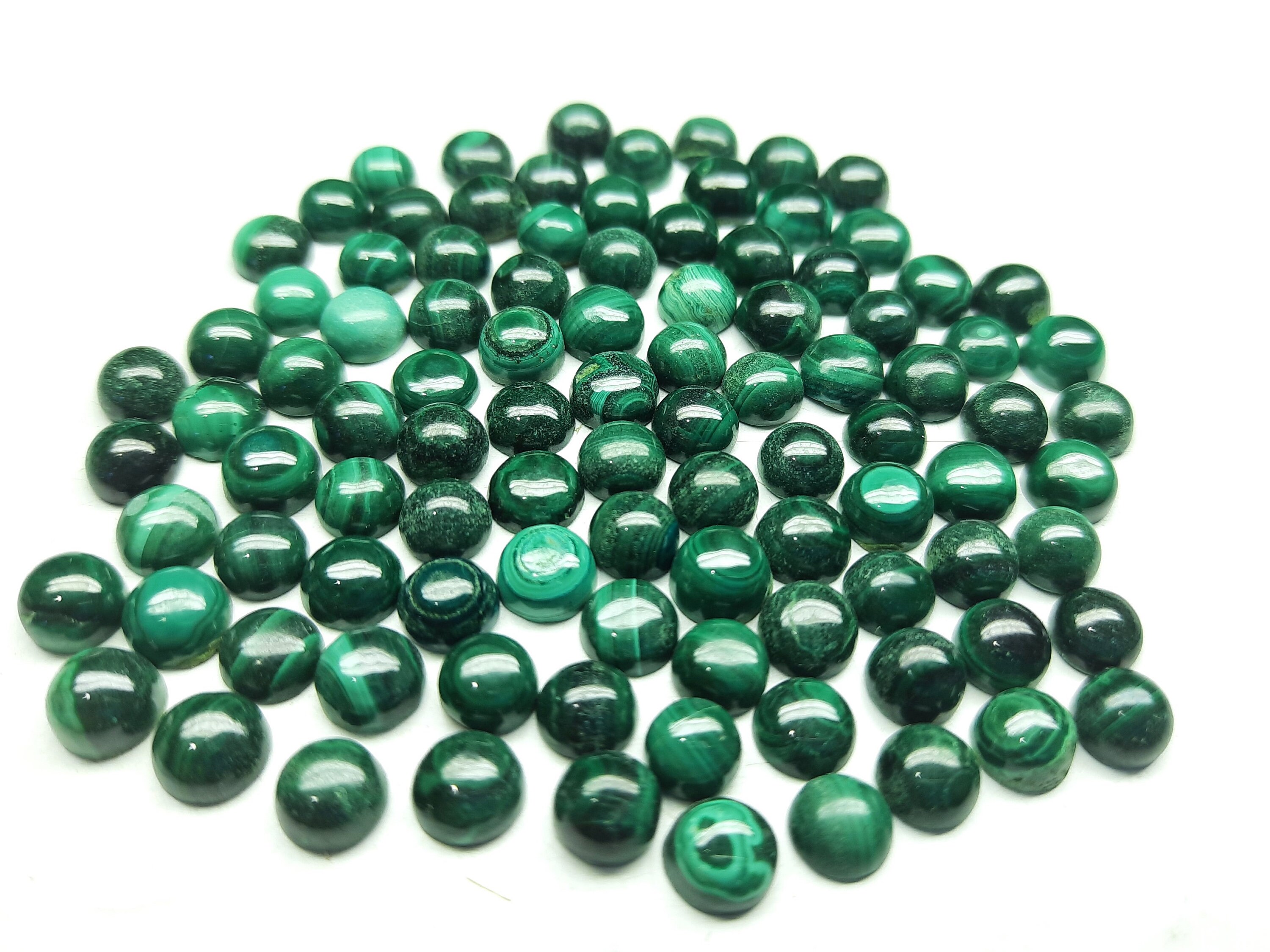 Aaa Malachite Round Cabochon: Natural Gemstone (8x8 To 20x20 Mm) Aaa Malachite Round Cabochon: Natural Gemstone (8x8 To 20x20 Mm)