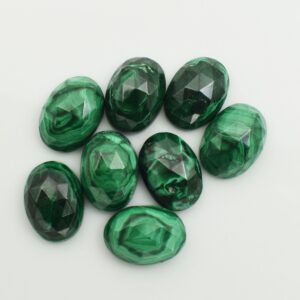 Natural Malachite Gemstone Faceted Checker Cut Oval Shape Malachite Gemstone Calibrated Size From 3X5 MM To 20X30 MM Custom Sizes Available