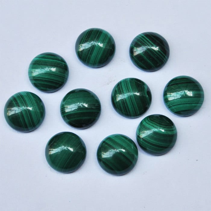 G1830 10 Pcs 10mm Genuine Malachite Round Cab Cabochon