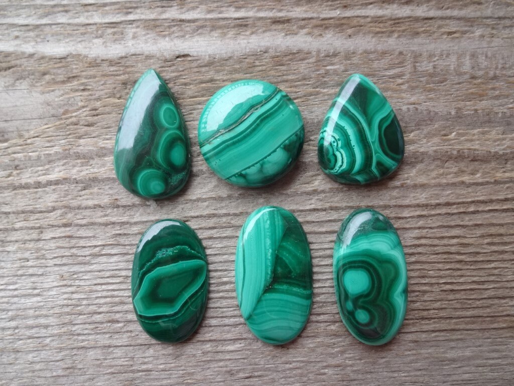 Green Malachite Oval Cabochon, Green Natural Gemstone Cabochon
