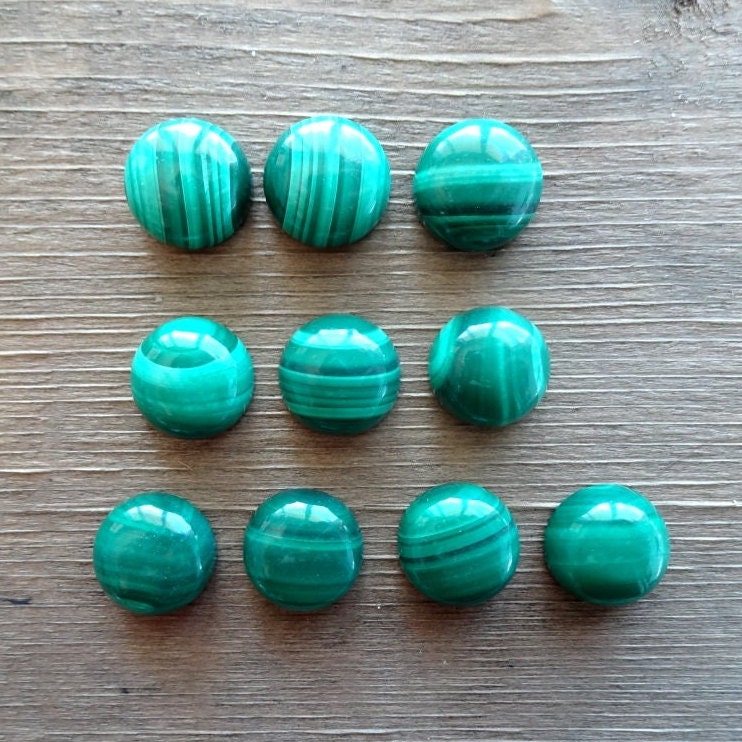 Green Malachite Round Cabochon 12x5mm, Green Malachite Gemstone Cabochon For Ring, 100% Natural Beautiful Stone For Jewelry Making