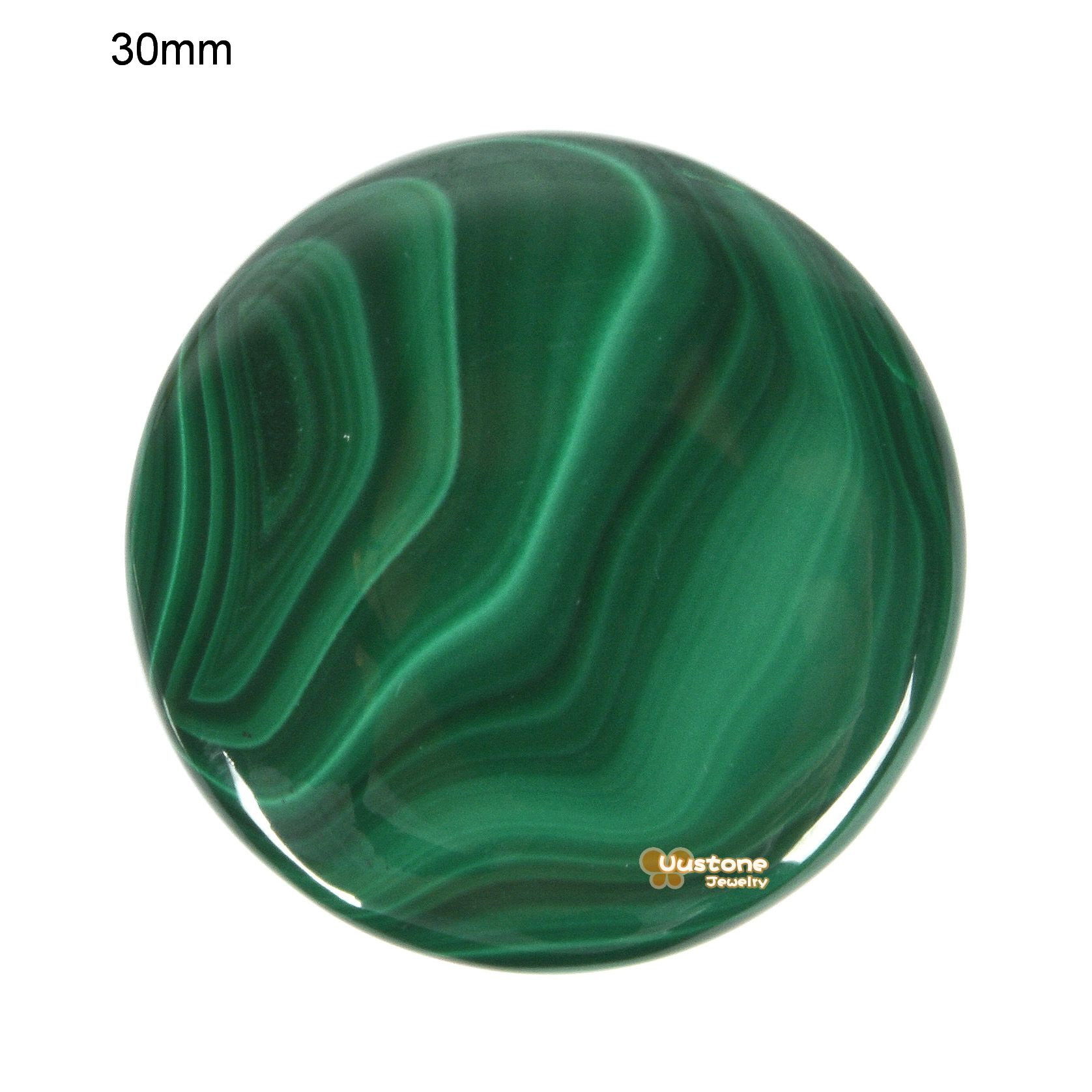 Natural Malachite 30mm Flat Round Coin Disc Smooth Polished Gemstone Cabochon Crystal Healing Pocket Palm Worry Stone