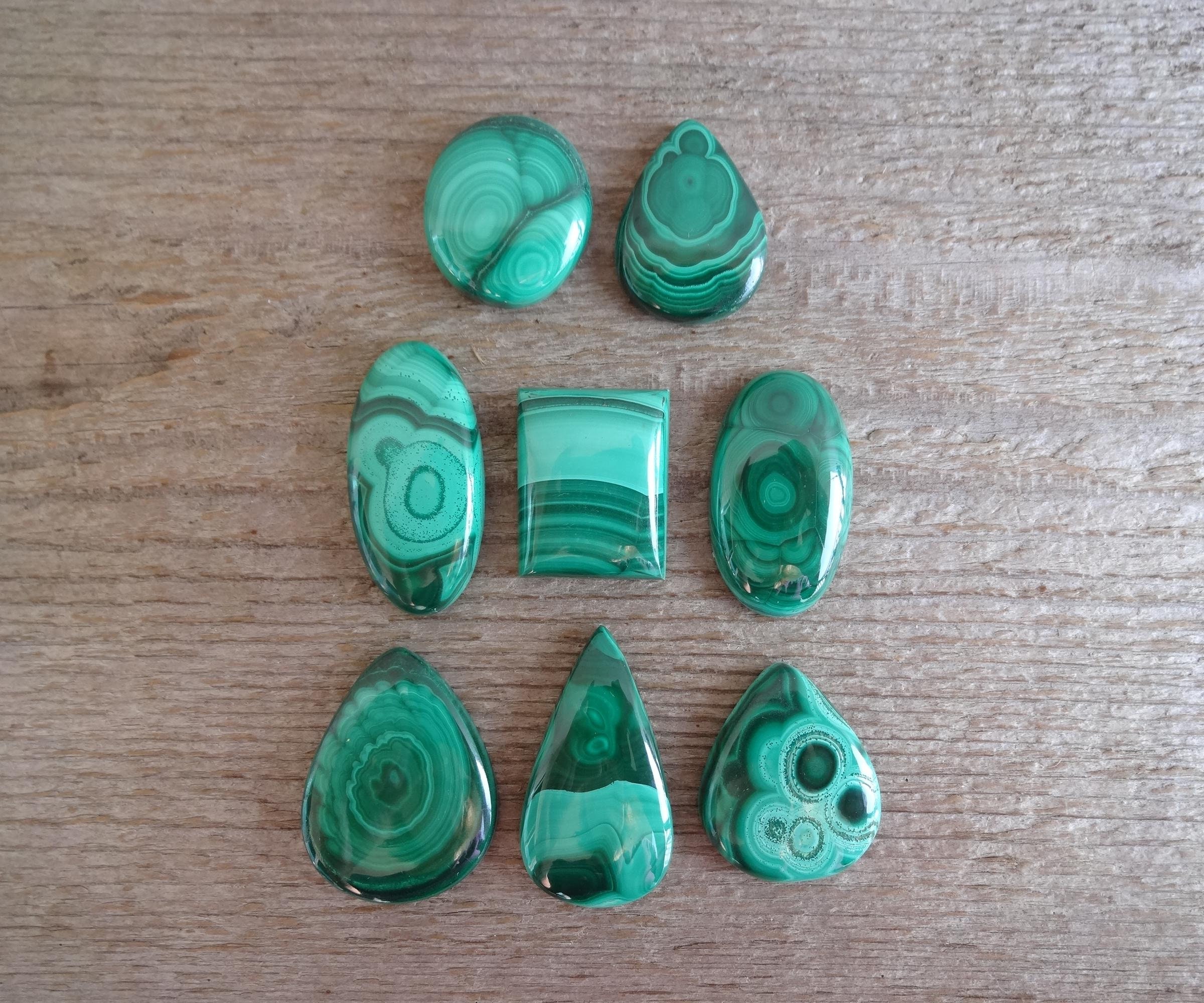 Malachite Cabochon, Natural Malachite Gemstone, Genuine Cabochons, Green Gemstone Cabochon For Jewelry Making
