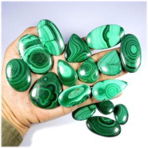 Natural Malachite Gemstone. Textured Green Malachite Cabochon Polished Stone For Jewelry Use