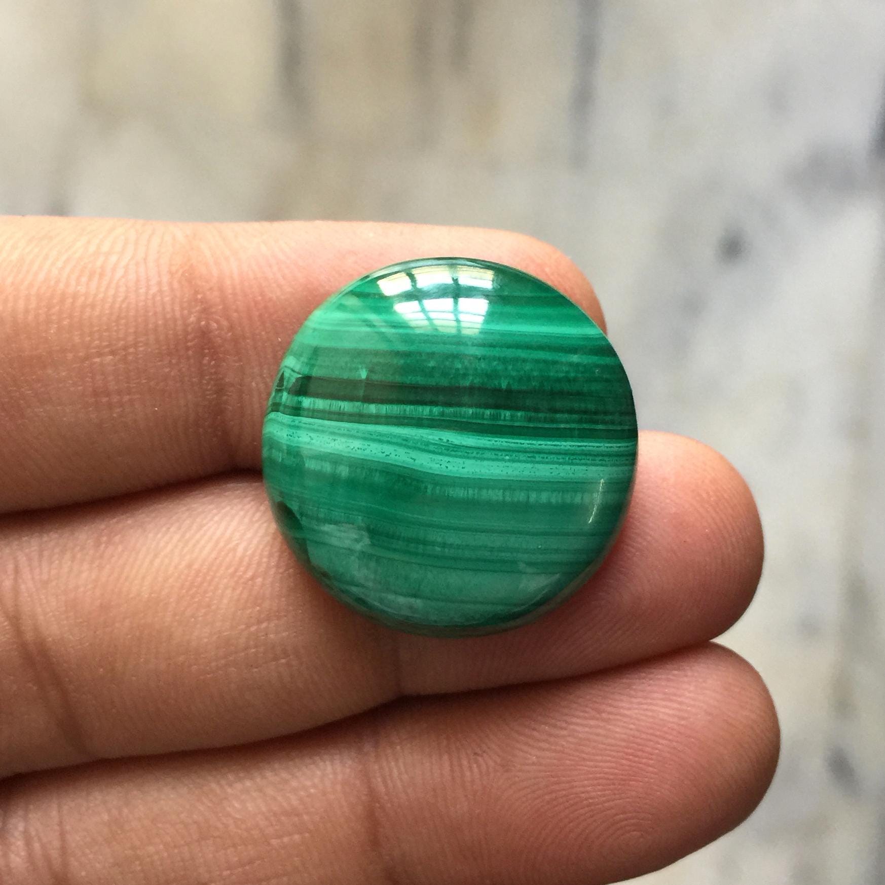 Natural Green Malachite Round Shape Flat Back Cabochon Loose Gemstone For Pendant Ring Necklace Jewelry Uses 20x20x8-59ct.