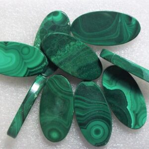Natural Malachite Oval Cabochon: Flat Back Gemstone