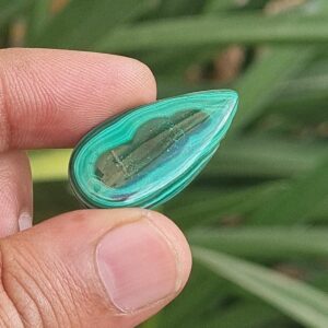 Natural Pear Malachite Cabochon, 24 Carat Loose Gemstone (29x15)