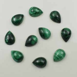 Pear Malachite Cabochon, Smooth Flat Back Gemstone (3X5 MM - 20X30 MM)