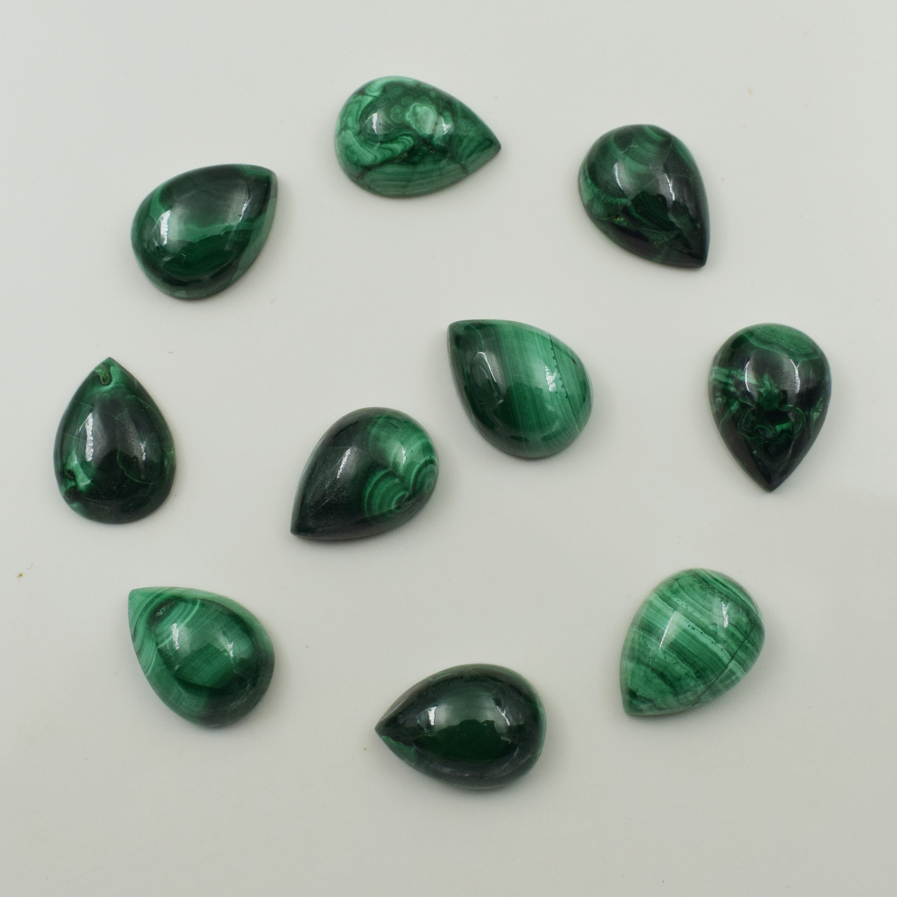 Natural Malachite Pear Shape Cabochon Flat Back Calibrated Wholesale Gemstone For Jewelry Making All Sizes Available 3x5-20x30mm Natural Malachite Pear Shape Cabochon Flat Back Calibrated Wholesale Gemstone For Jewelry Making All Sizes Available 3x5-20x30mm
