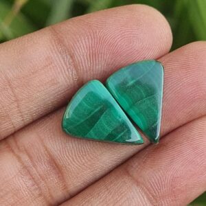 Natural Malachite Slice Pair: Pear Cabochon Gemstones, 17x12mm