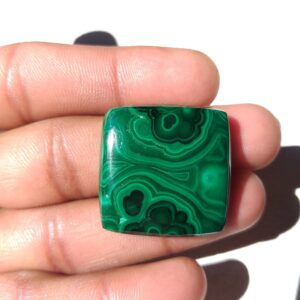 Natural Malachite Stone Cabochon: Cushion Shape Gemstone For Jewelry (29x7 MM)