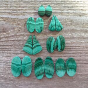 Pair Malachite Cabochons, Malachite Gemstone, Match Pair Cabochons, Natural Gemstone Cabochon
