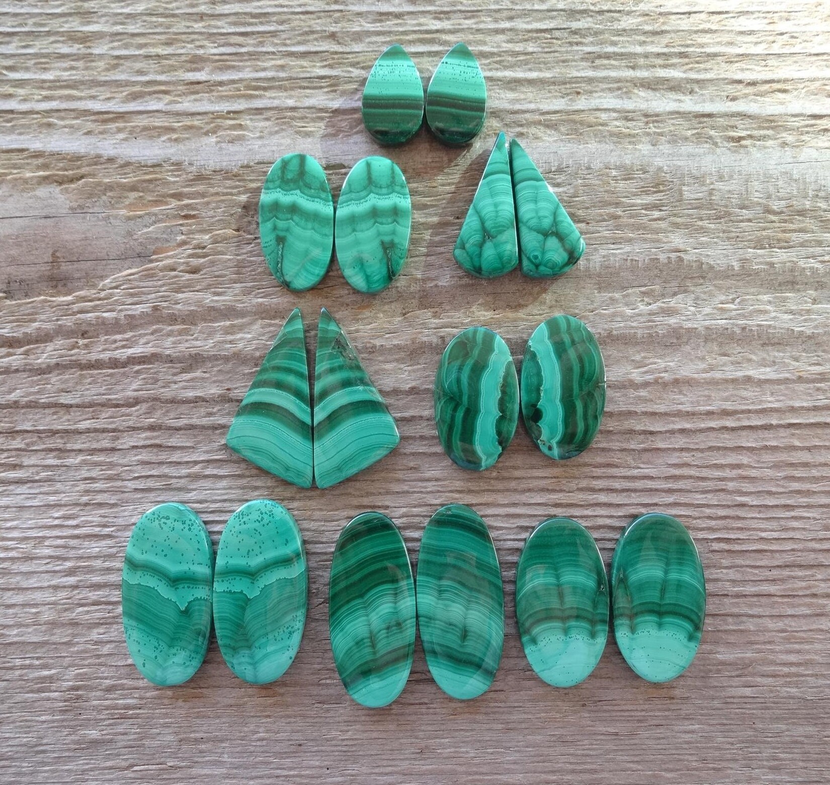 Pair Malachite Cabochons, Malachite Gemstone, Match Pair Cabochons, Natural Gemstone Cabochon