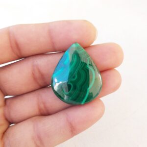 Pear Malachite Cabochon: 67.9 Carat Gemstone Pendant (34x29x7 MM