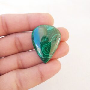 Pear Shape Malachite Cabochon: 61.4 Carat Gemstone Pendant (36x27x6 MM