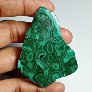 Malachite Slice Cabochon: 218 Cts Loose Gemstone